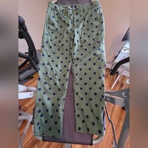 J. Crew Olive Chino with Navy Polka Dots
